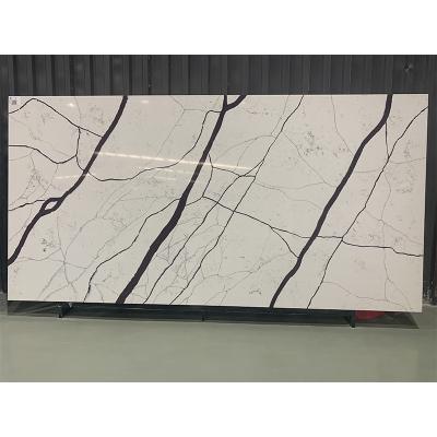 China Wholesale Modern Artificial Black Vein Borghini Slab Quartz Stone Calacatta White Quartz Stone Slab for sale