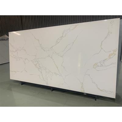 China Modern Artificial Calacatta White Quartz Stone Slab Countertops Quartz Stone Vinyl Tiles Table Top for sale