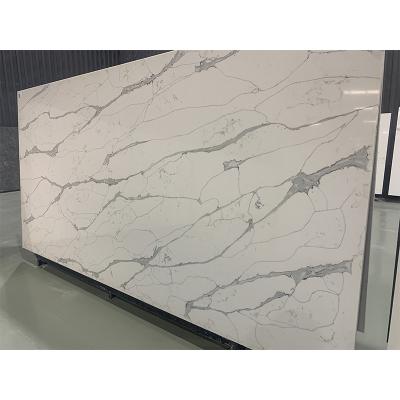 China Modern White Marble Engineered Calacatta Stone Stones Quartz Artificial Translucent Slab for sale