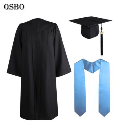 China High quality cheap unisex black school graduation cap and gown for sale