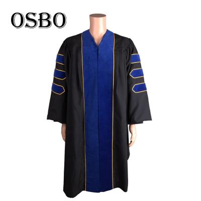 China School college blue and black doctoral phd graduation cap and gown for sale