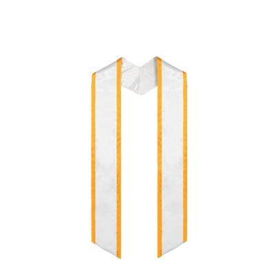 China Wholesale Simple Cheap White School Customize Trim University Graduation Manufacturer Stole With Gold Trim for sale