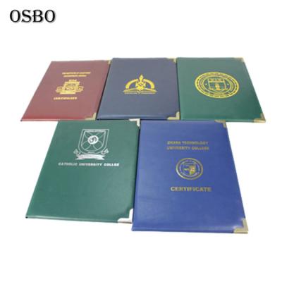 China Soft Leatherette / Leatherette Grain Material / PU / China Supply A4 Paper PU Leather Graduation Folded Diploma Cover for sale