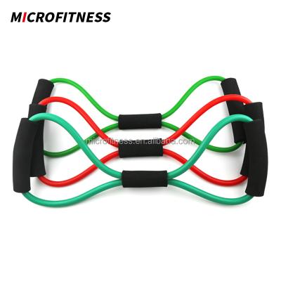 China Home Exercise Fitness Band 8 Shape Latex Tube Workout Resistance Band Set for sale