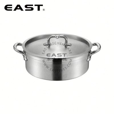 China Sustainable European Style Pot Stock Aluminum Cooking Pot With Compound Bottom With Short Hammer Track Shape for sale