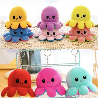 China High Quality 10CM Reversible Flip Octopus Plush Toy Keychain With Various Colors Flip Octopus Doll Factory Double Sided Dir for sale