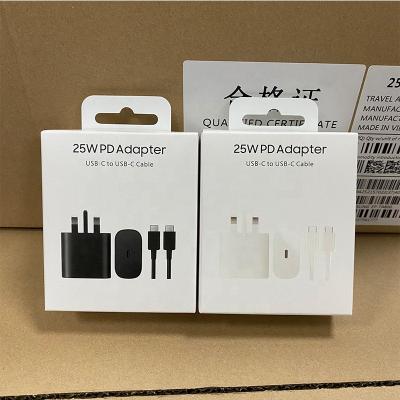 China High Speed UK 25W PD Adapter USB-C to USB-C Cable Travel charger US Super Fast Charger Adapter For Samsung Galaxy note10 S21+/S22/S23 for sale