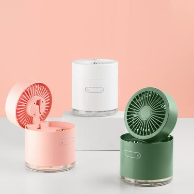 China Humidification Function New Foldable Cool Mist 300ml Spray Fan Mini Portable USB Rechargeable Desktop Fan for sale