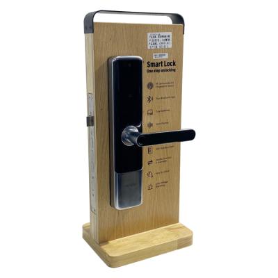 China Door Handle Fingerprint Lock Master Door Entry Password App Tuya Wood or Metal European Standard Biometric Smart Doors Lock for sale