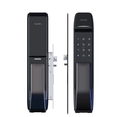 China Fingerprint Tuya Automatic Reciprocating APP Door Lock Wooden or Metal Doors A2c Smart Lock for sale