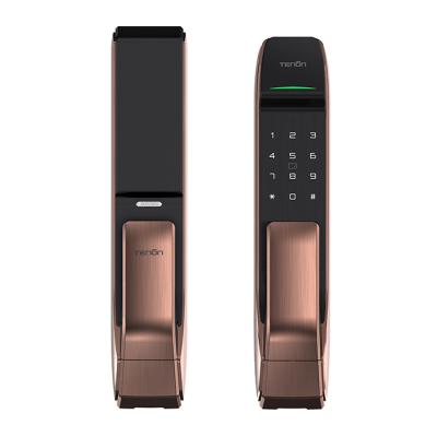 China Wood Or Metal Keyless Biometric Automatic Door Lock Door Scanner Fingerprint A2c Smart Push-Pull Lock for sale