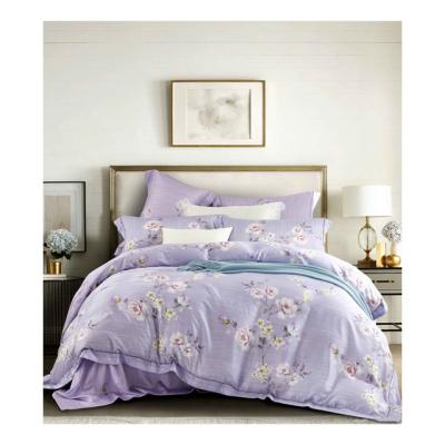 China Nondisposable Home Textile Customized Size Purple Four Pieces Printing Bedspread Set Comforter Sets Bedding Comforter Cover Pillowcase Luxury Bedsp for sale