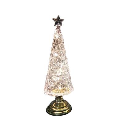 China Plastic Factory Wholesale Holiday Christmas Tree Decoration LED Glass Christmas Tree Lights for sale