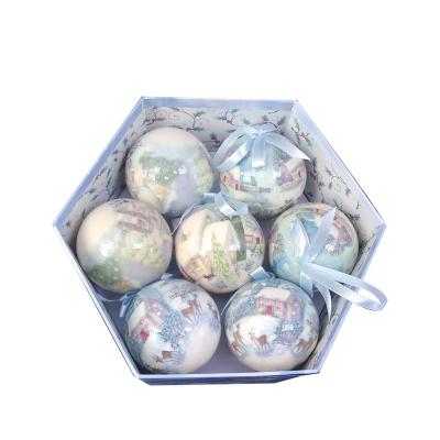 China Custom Wallpaper Wrapped Christmas Ornament Party Decoration Hanging Ornament Party Decoration Christmas Tree Ball Logo Christmas Ball for sale