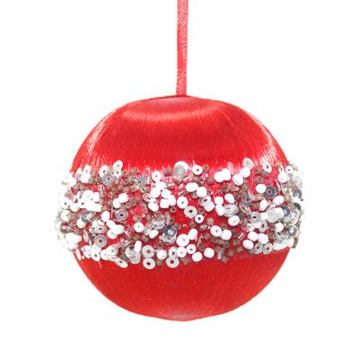 China Factory Wholesale Holiday Plastic Home Decoration Christmas Tree Ball Custom Hanging Silk Ball Christmas Wave Hanging Ball for sale