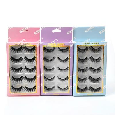 China Long natural eyelashes of different lengths can be curled in customized packaging box. 5d mink fluffy eyelash strip supplier for sale