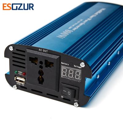 China Esozur 800W Power Inverter DC 12V To AC 220V Converter Peak 1600w With Alligator Battery Clamp Dual USB Car Charger 235*95*55mm for sale