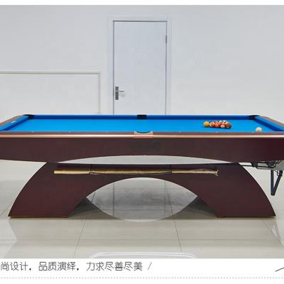 China Leather Pocket 9ft French Pool Table With Ball Return System for sale