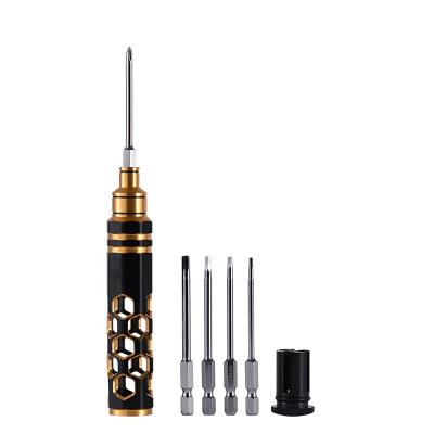 China Multi-used Screwdriver High Precision Hexagon RC Head Car Tools 2.0mm 2.5mm 3.0mm Titanium Gold Plating Bit 5 IN 1 Screwdriver Set RC Hobby for sale