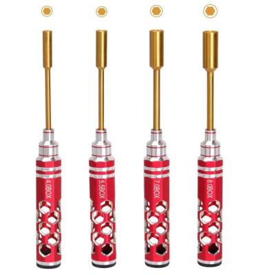 China 4Pcs RC Hobby Hobby Tool Kit 1.5 2.0 2.5 3.0mm Car Repair Tool Kits With Red Hollow Handle Nut Screwdriver Set for sale