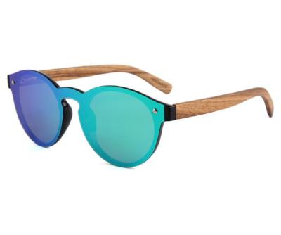 China Fashion Sunglasses New Style One Piece Lens Round Wooden Sunglasses Polarized Wooden Sunglasses for sale