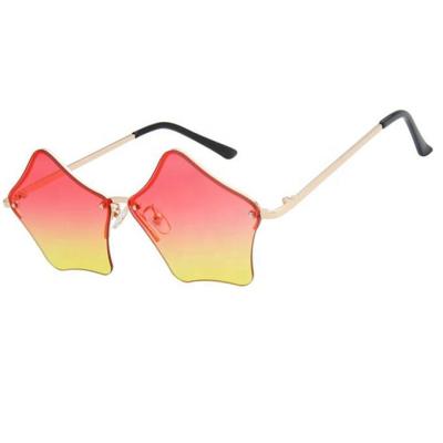 China Fashion Plastic Sunglasses Shape Star Shaped Sunglasses Women 2018 New Gradient Lens Pink Yellow Sun Lenses For Women Vintage Rimless Shades for sale