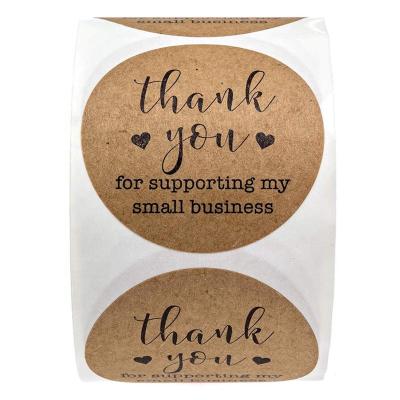 China Waterproof Art Paper Round Kraft Paper Candy Thank You Self Adhesive Kraft Paper Sticker Package Labels for sale