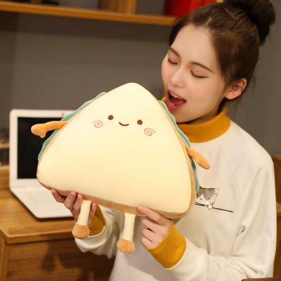 China Fun plush pillow triangle shaped sandwich dolls with kawaii legs and faces for sale