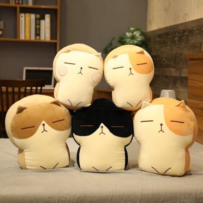 China Wholesale Plush Kawaii Design Cushion Girl Toast Shaped Soft Cuddly Gift Cat Face Pillow for sale