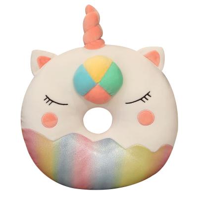 China Multifunctional plush girl's room decoration macaron color circle shaped unicorn pillow cat pillow for sale