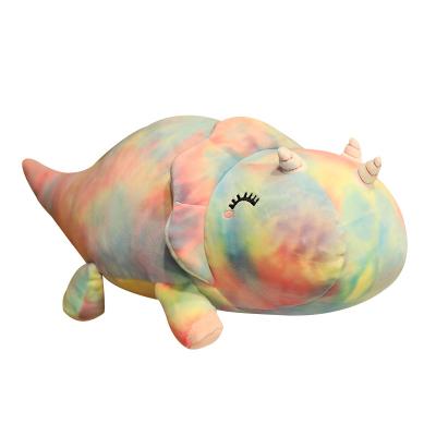 China Hot Selling Plush Toy Gift For Kids Iridescent Knot Dyed Cloth Plump Triceratops Dinosaur Shaped Toy for sale