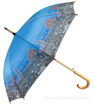 China Polyester Factory Price Straight Umbrella Custom Umbrella Wooden Handle For Sale for sale