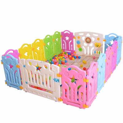 China Easily Assembled Baby Plastic Interactive Child Safety Fence Baby Playpen Kids Toddler Door Safety Divider Lock Colorful Kids Play Fence for sale