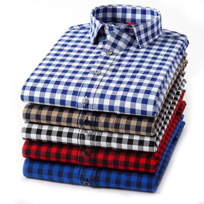 China Anti-pilling Men's Shirt Long Sleeve Tailored Yarn Dye Check Shirt For Men's Smart Casual for sale