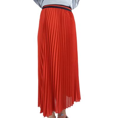 China Long Chiffon Pleated Skirt Women's Skirt Breathable Without Scratching Elastic Waist for sale