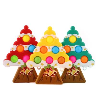 China Pushing Noise Sensory Toy Silicone Christmas Tree Pushing Person Christmas Gift As Christmas Gift For Kids for sale