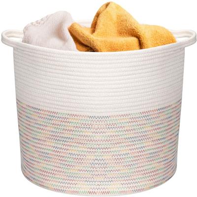 China Folding Folding Cotton Canvas Storage Basket Toy Storage Box Organizer Basket Storage Handle for sale