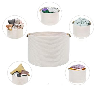 China Folding Storage Organizer Elegant Large Universal Cotton Rope Basket Woven Blanket Basket for sale