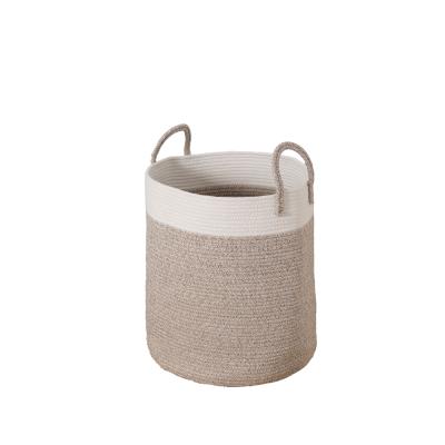 China Folding Storage Baskets Cotton Baby Rope Woven Laundry Basket With Handle Toy Storage Basket for sale