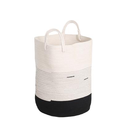 China Deco Woven Cotton Rope Clothes Storage Basket Folding Home Dirty Basket for sale