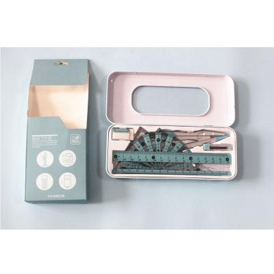 China 2020 newest arrival school math set and tin box with beautiful high quality plastic window geometry box for sale