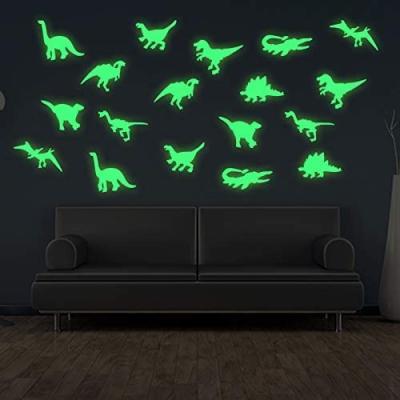 China Decorative Custom Fluorescence Luminous Kids Room Sticker Glow in the Dark Dinosaur Wall Stickers for sale