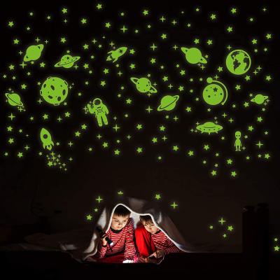 China Custom PVC Fluorescence Luminous Kids Room Glow in the Dark Planet Solar System Wall Sticker for sale