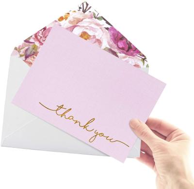 China Europe Custom Customized Luxury Rose Gold Thank You Greeting Cards With Envelopes Paper for sale