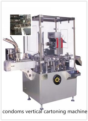 China PLC Touch Screen Automatic Vertical Cartoning Machine For Condom Packaging for sale