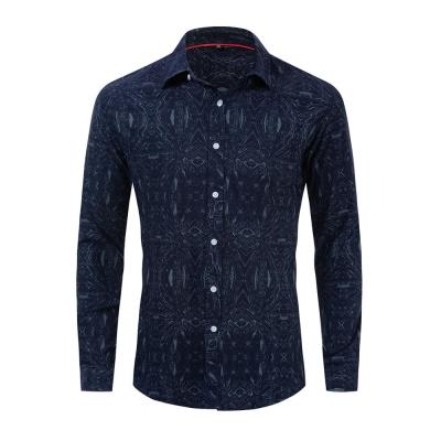 China Breathable Mens Printed Shirts Flowers Printed Mens Slim Fit Shirt Long Sleeve Casual Shirts For Men Blouses Camisa Masculina Masculina for sale