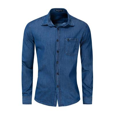 China Wholesale Men's Denim Shirts Breathable Lattice Casual Shirt For Men Long Sleeve Shirt Designs For Men for sale