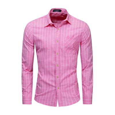 China Breathable Men Pocket Decoration Fashion Plaid Long Sleeve Shirts Men Camisa Male Slim Casual Dress Shirt For Men Tops Shirts for sale