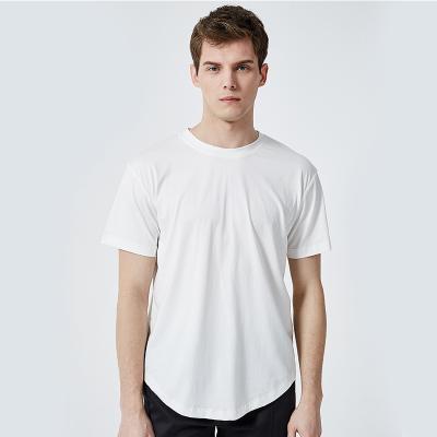 China 2019 OEM 95% Cotton Plain Irregular Edge Short Sleeve O-Neck T-Shirt Men Wholesale Custom Anti-Shrink for sale