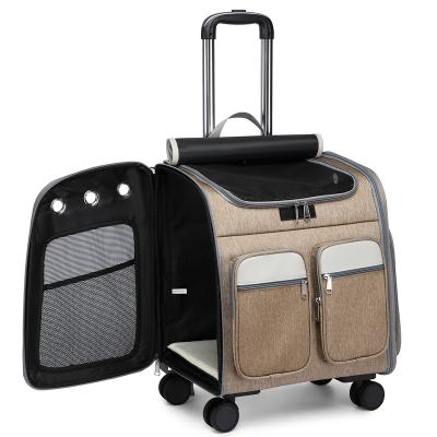 China Best Selling High Quality Water Resistant Airline Pet Carrier With Wheels Cart Mesh Ventilation Cats Puppy Pet Carrier for sale